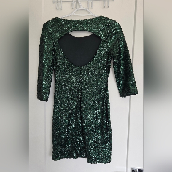 Express Size 0 Emerald Green Sequin Dress - Picture 2 of 3